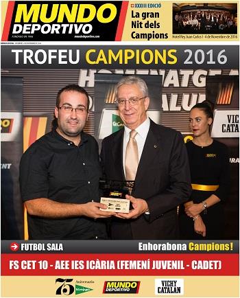 "Nits dels campions" Premiat l'equip de Futbol 5 Juvenil -Cadet Femení  | 